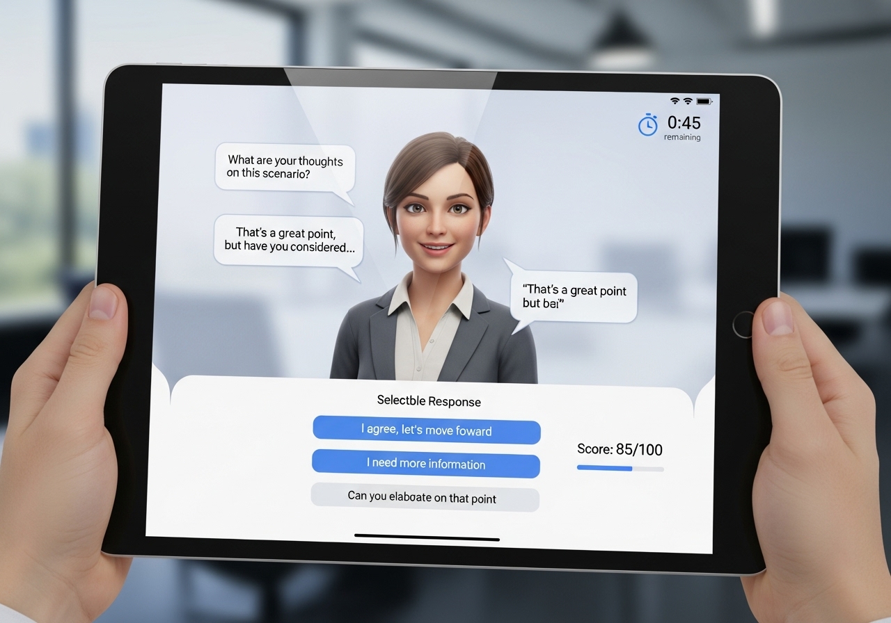 Приклад діалогу з персонажем у курсі Quickskills